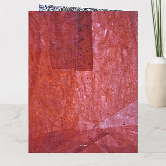 Red plain textured Folded Greeting Card,Ordinary  Kaart (Achterkant)
