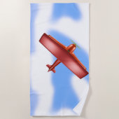 Red Plane Aviation Sky Blue Clouds Strandlaken (Voorkant)