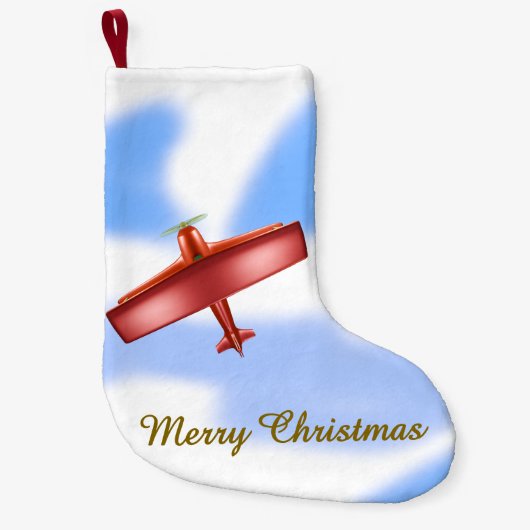 Red Plane Christmas Stocking Kleine Kerstsok (Voorkant)
