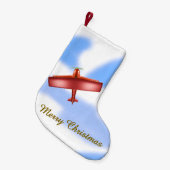 Red Plane Christmas Stocking Kleine Kerstsok (Voorkant (Hangend))