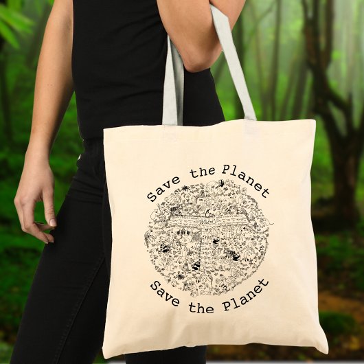 Red Planet Aarde Bedreigde Dieren & Bomen Kunst Tote Bag