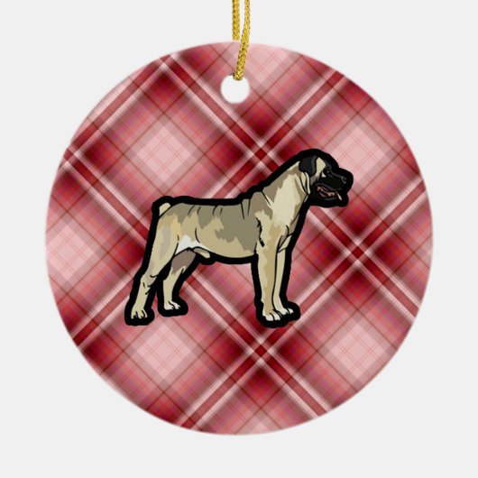 Red Play Bullmastiff Keramisch Ornament (Voorkant)
