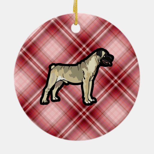 Red Play Bullmastiff Keramisch Ornament (Achterkant)