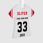 Red Player Name Number Team Sports Kinder Keepomwi Ornament (voorkant)