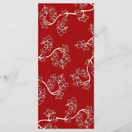 Red Plum Blossom Double Happiness Chinese Wedding Menu (Achterkant)