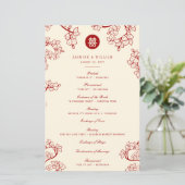 Red Plum Blossom Double Happiness Wedding Programm (Staand voorkant)