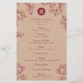 Red Plum Blossom Double Happiness Wedding Programm (Voorkant)
