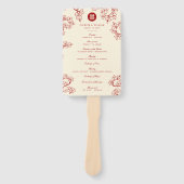 Red Plum Blossom Double Happiness Wedding Programm Handwaaier (Voorkant)