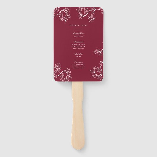 Red Plum Blossom Double Happiness Wedding Programm Handwaaier (Achterkant)