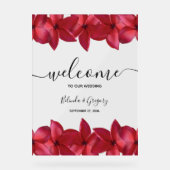 Red Plumeria Frangipani Weddenschap Welkom Acryl Bord (Voorkant)