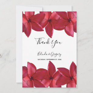 Red Plumeria Frangipani Wedding Bedankkaart