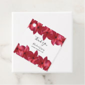 Red Plumeria Frangipani Wedding Gift Bedankjes Labels (In situ)