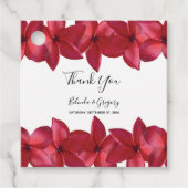 Red Plumeria Frangipani Wedding Gift Bedankjes Labels (Voorkant)