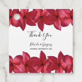 Red Plumeria Frangipani Wedding Gift Bedankjes Labels