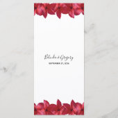 Red Plumeria Frangipani Wedding Menu (Achterkant)