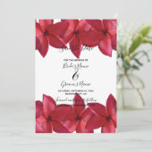 Red Plumeria Frangipani Wedding Save the Date (Staand voorkant)
