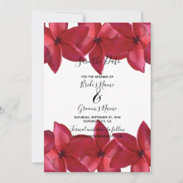 Red Plumeria Frangipani Wedding Save the Date