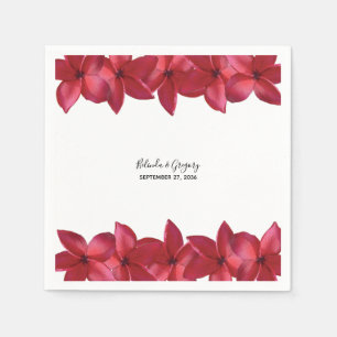 Red Plumeria Frangipani Wedding Servet