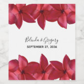 Red Plumeria Frangipani Wedding Wijn Etiket (Enkel label)