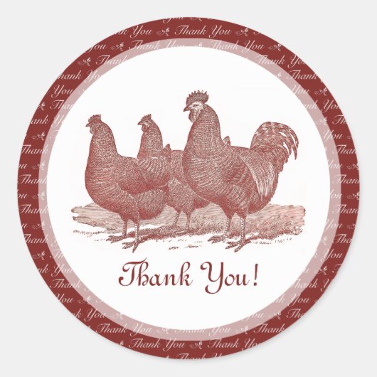 Red Plymouth Rock Chicken Dank u Stickers (Voorkant)