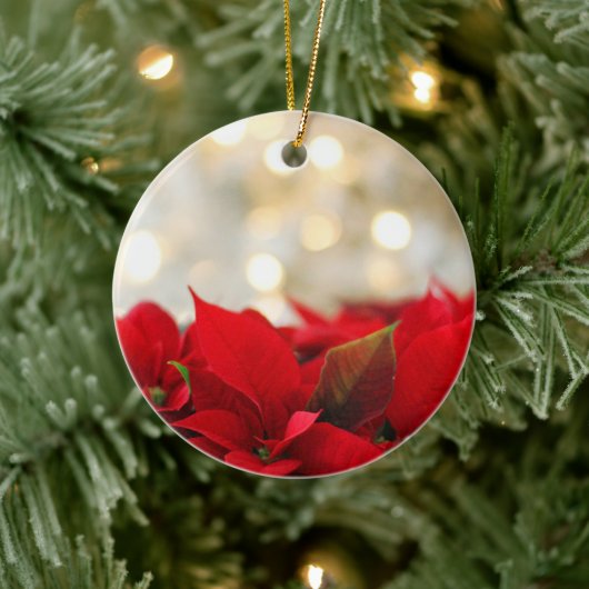 Red Poinsetta Keramisch Ornament (Boom)