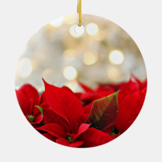 Red Poinsetta Keramisch Ornament (Achterkant)