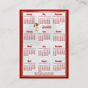 Red Poinsettia 2015 Pocket Calendar Visitekaartje