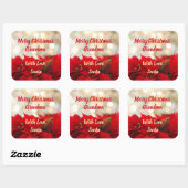 Red Poinsettia Aangepaste tekst Floral Kerstmis Vierkante Sticker (Vel)