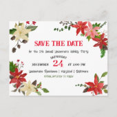 Red Poinsettia Annual Holiday Party Save the Date Aankondigingskaart (Voorkant)