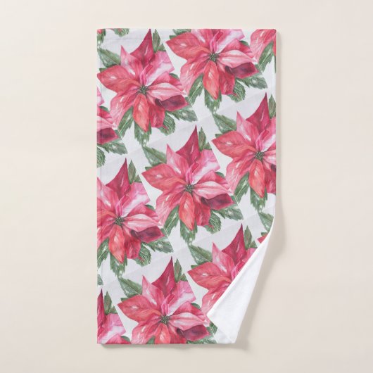 RED POINSETTIA BAD HANDDOEK (Handdoek)