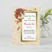 Red Poinsettia Bells Kaart (Staand voorkant)