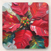 Red poinsettia bier onderzetter (Voorkant)