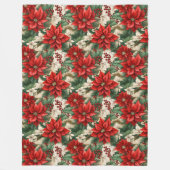 Red Poinsettia Blanket Classic Christmas Home Chic Fleece Deken (Voorkant)