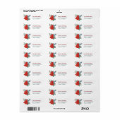 Red Poinsettia Border Return-adres Etiket (Full Sheet)