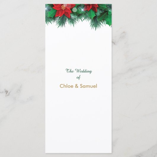Red Poinsettia Border Wedding-programma Programmakaart (Achterkant)