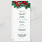 Red Poinsettia Border Wedding-programma Programmakaart (Voorkant / Achterkant)