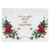 Red Poinsettia Bouquet Gold Glitter Kerstmis Groot Cadeauzakje (Achterkant)