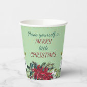 Red Poinsettia Bouquet Gold Glitter Kerstmis  Papieren Bekers (Links)