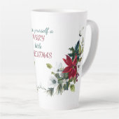 Red Poinsettia Bouquet Vrolijk kerstfeest Latte Mok (Rechterhoek)