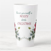 Red Poinsettia Bouquet Vrolijk kerstfeest Latte Mok (Voorkant)