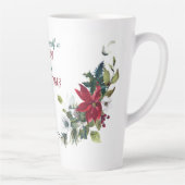 Red Poinsettia Bouquet Vrolijk kerstfeest Latte Mok (Rechts)