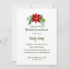 Red Poinsettia, Bridal Luncheon Kaart