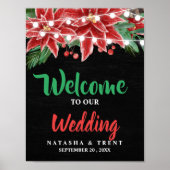 Red Poinsettia Chalkboard kerstbruiloft Poster (Voorkant)