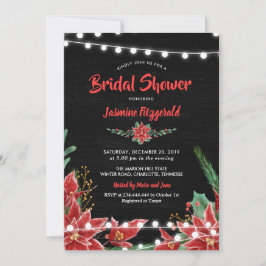 Red Poinsettia Chalkboard Vrijgezellenfeest voor k Kaart