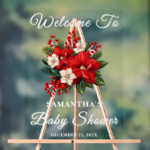Red Poinsettia Christmas Baby shower Welkom Acryl Bord (Neutraal)