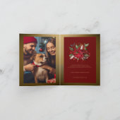 Red Poinsettia Christmas Botanical Winter Plant Kaart (Binnen)