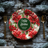 Red Poinsettia Christmas Custom Elegant Plates Papieren Bordje
