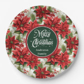 Red Poinsettia Christmas Custom Elegant Plates  Papieren Bordje (Voorkant)