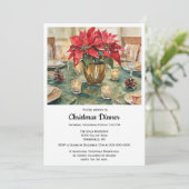 Red Poinsettia Christmas Dinner Kaart (Staand voorkant)