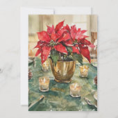 Red Poinsettia Christmas Dinner Kaart (Achterkant)